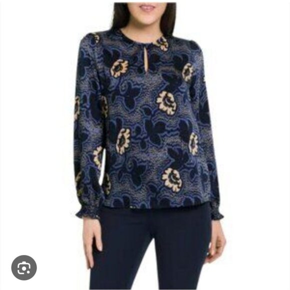 TED BAKER | Bernot Floral Navy Blouse sz XL - Picture 1 of 6